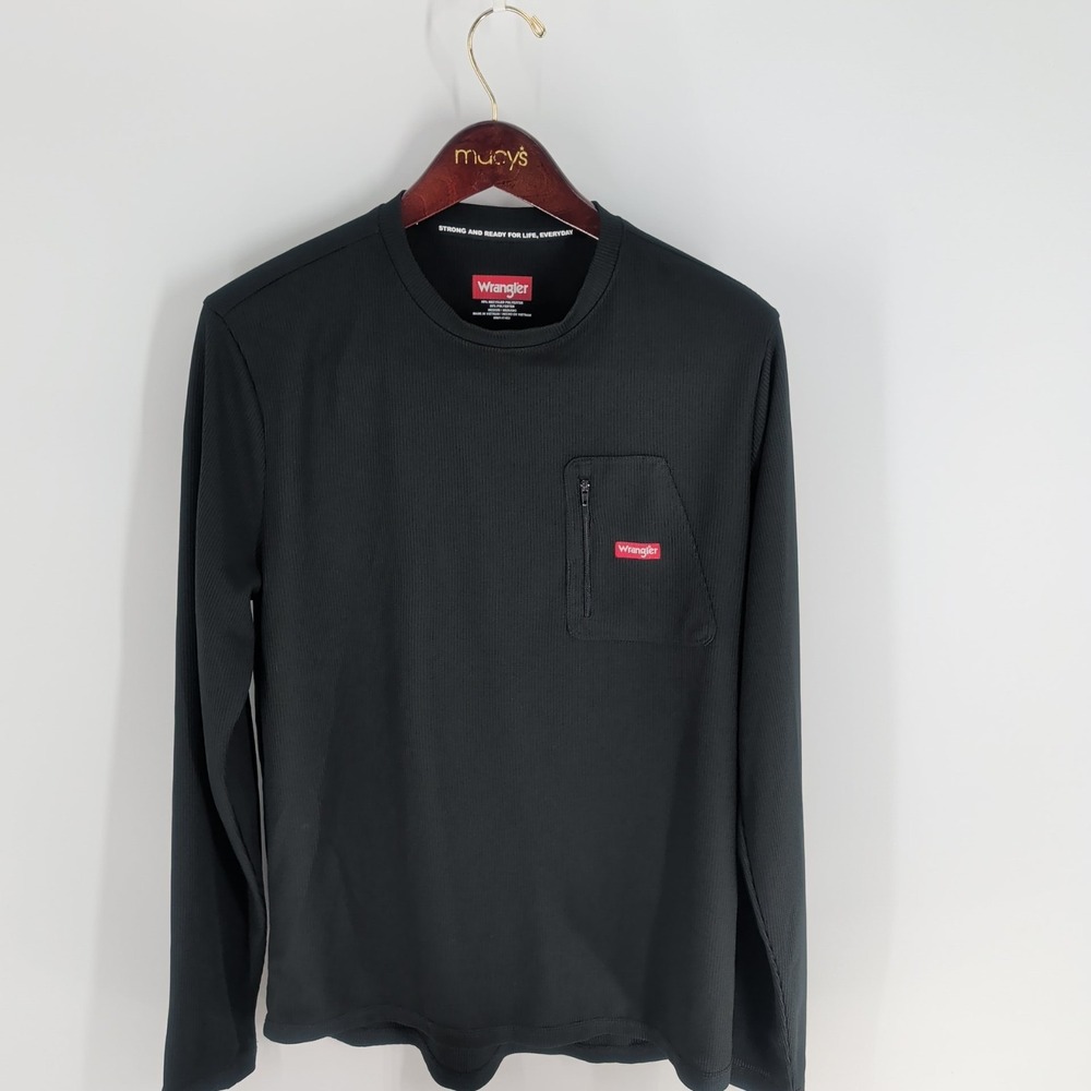Wrangler Performance Base Layer Crew Neck Pen Pocket‎ T-Shirt Black Size Medium